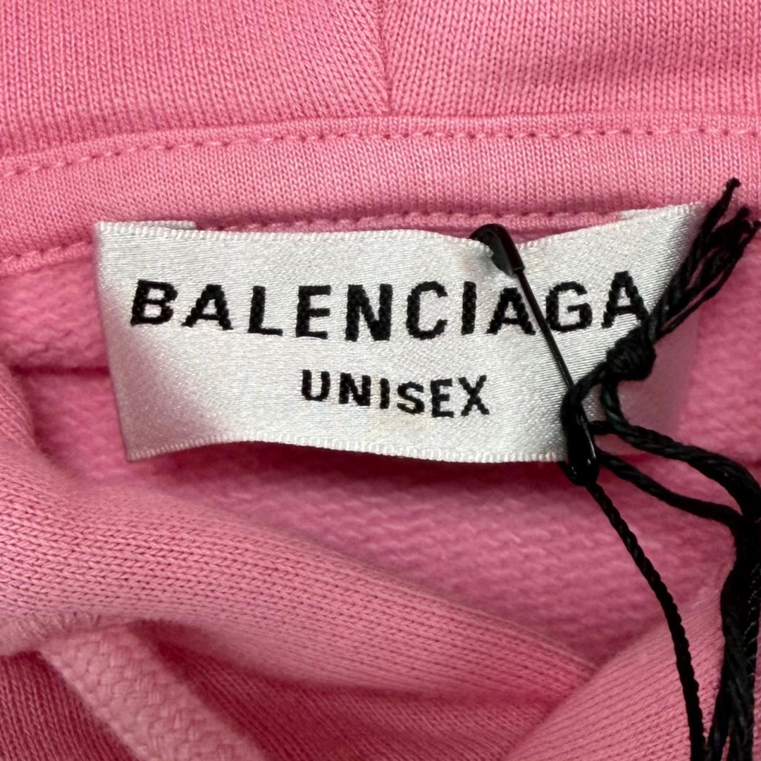 Pristine BALENCIAGA hoodie Oversized Logo Design Pullover pink cotton S 578135