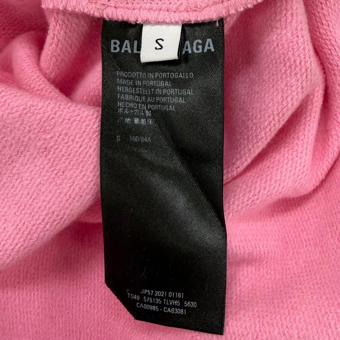 Pristine BALENCIAGA hoodie Oversized Logo Design Pullover pink cotton S 578135
