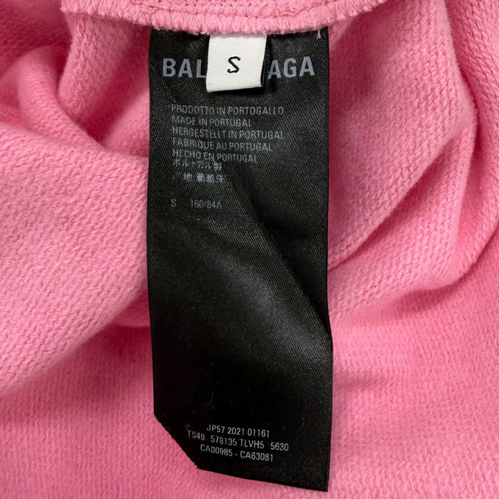Pristine BALENCIAGA hoodie Oversized Logo Design Pullover pink cotton S 578135