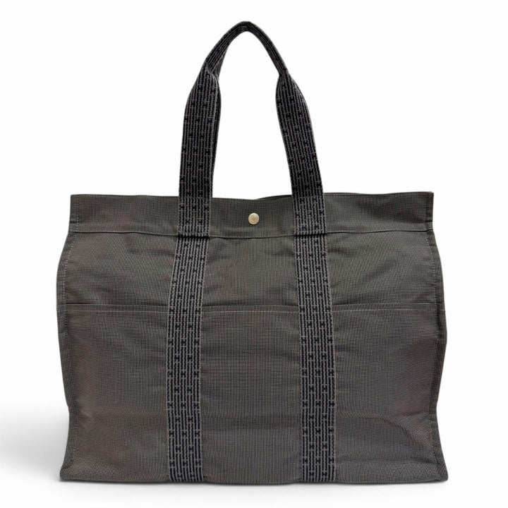 Great HERMES Her Line GM Serie Button Canvas Large Tote Bag Boston Bag gray
