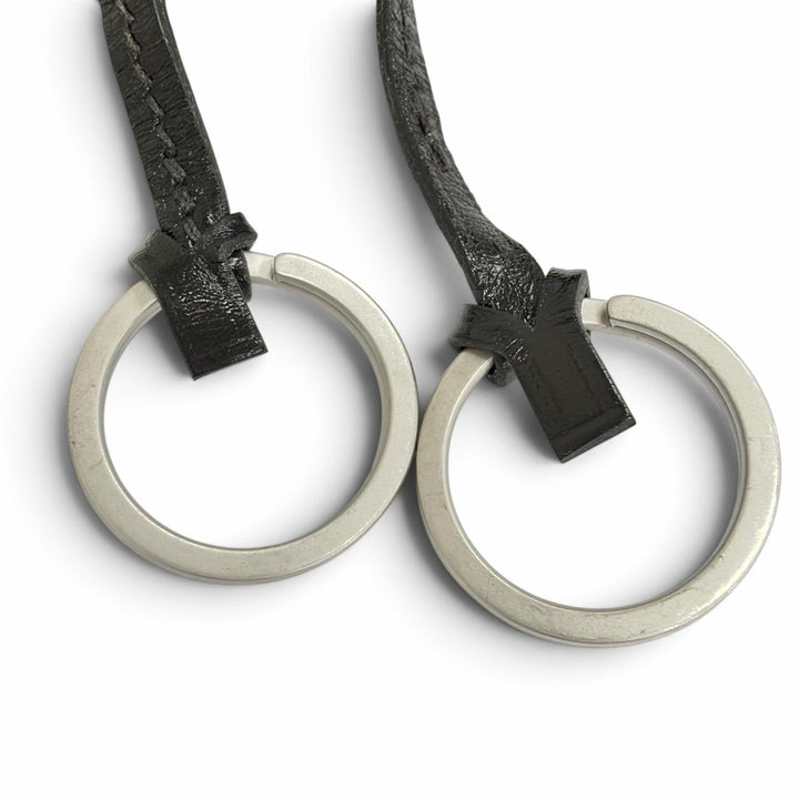 Great HERMES Necklace Margiela era leather clochette long black leather Women