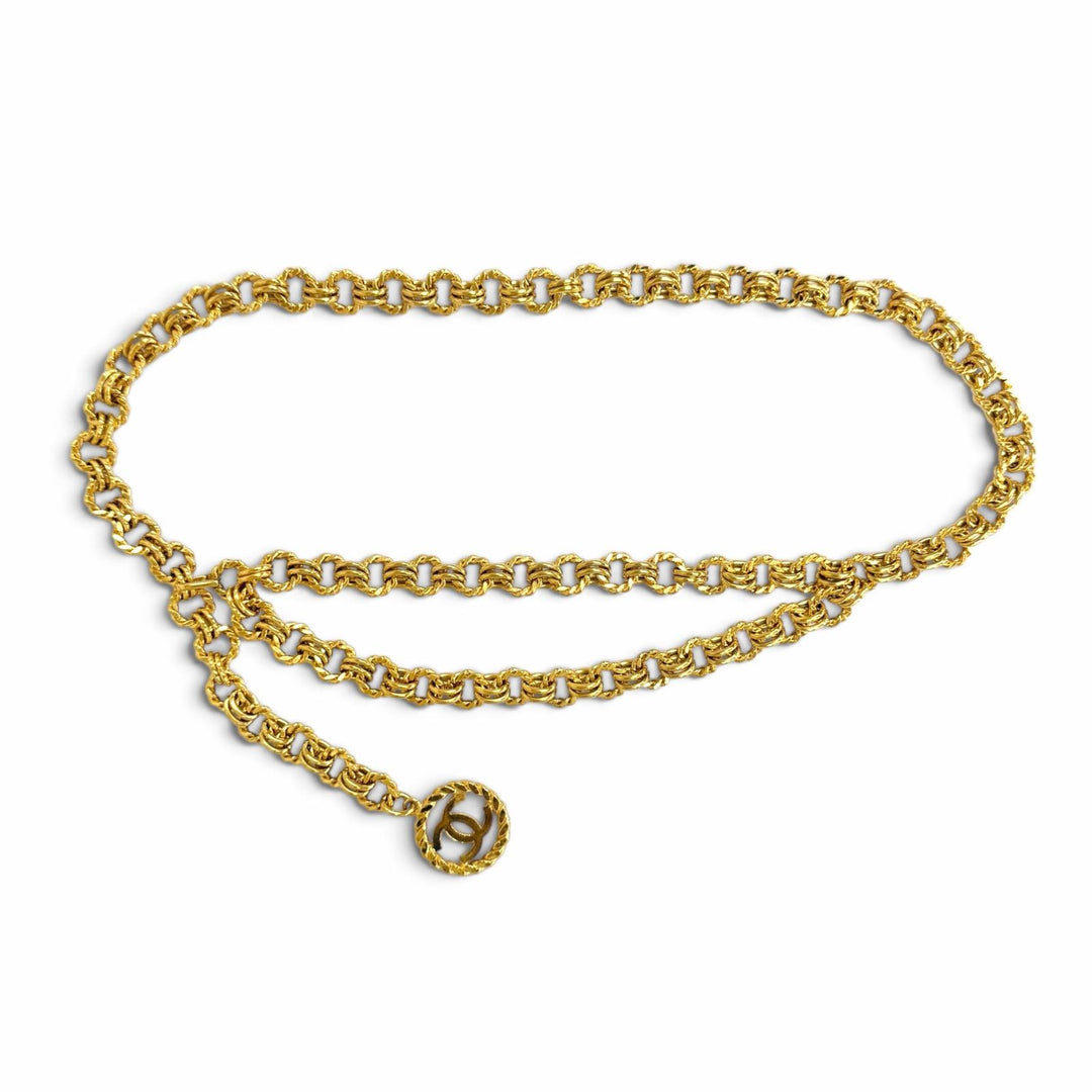 Great CHANEL belt COCO Mark Long Chain gold Women 25
