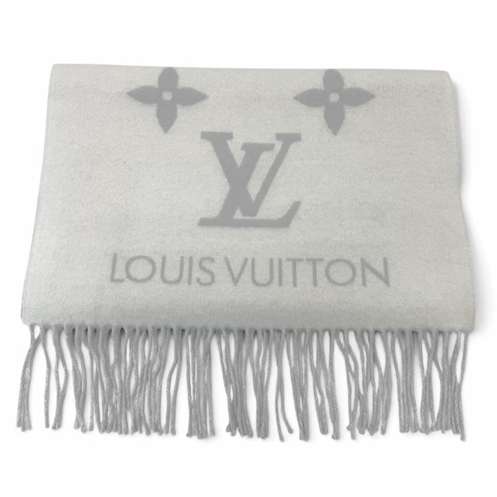 Great LOUIS VUITTON Scarf Escalp Reykjavik Monogram fringe cashmere mens M90838