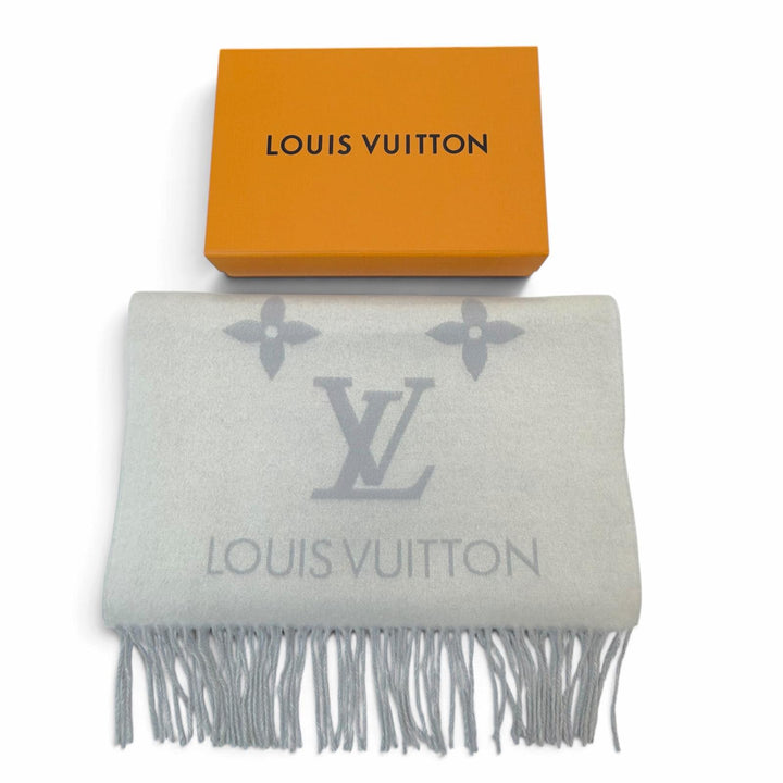 Great LOUIS VUITTON Scarf Escalp Reykjavik Monogram fringe cashmere mens M90838