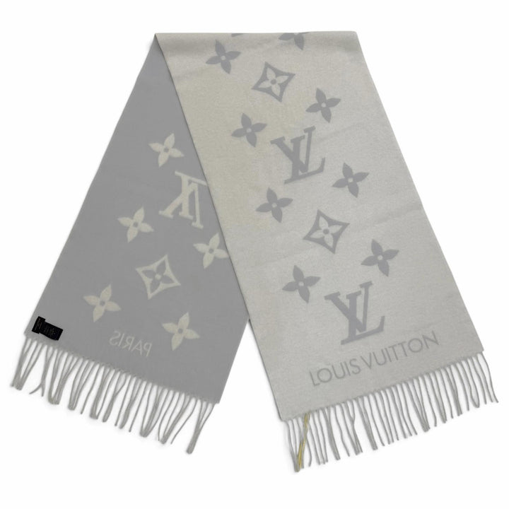 Great LOUIS VUITTON Scarf Escalp Reykjavik Monogram fringe cashmere mens M90838