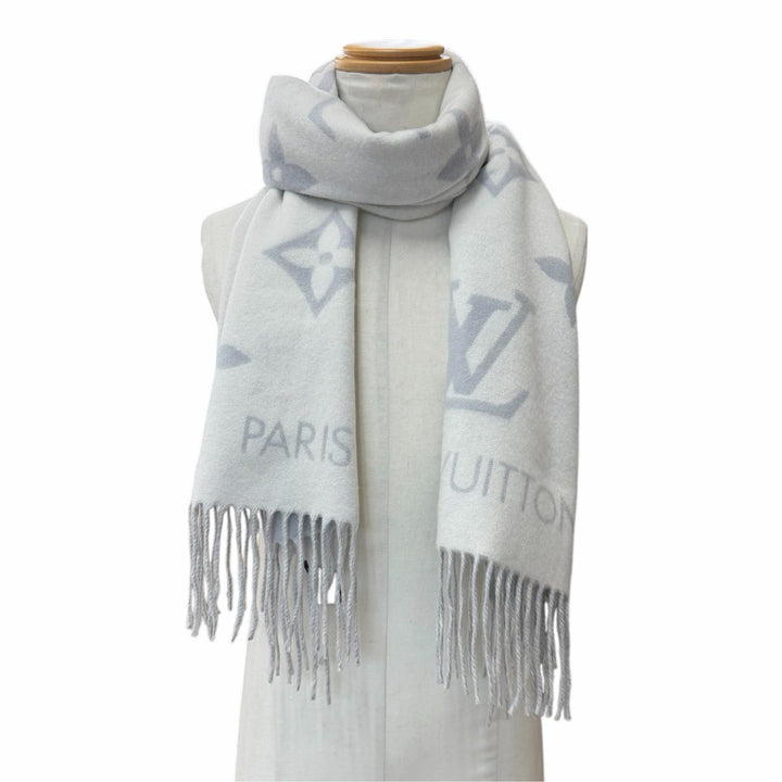 Great LOUIS VUITTON Scarf Escalp Reykjavik Monogram fringe cashmere mens M90838