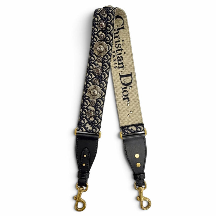 Excellent Christian Dior Shoulder strap Oblique medallion Navy canvas Women