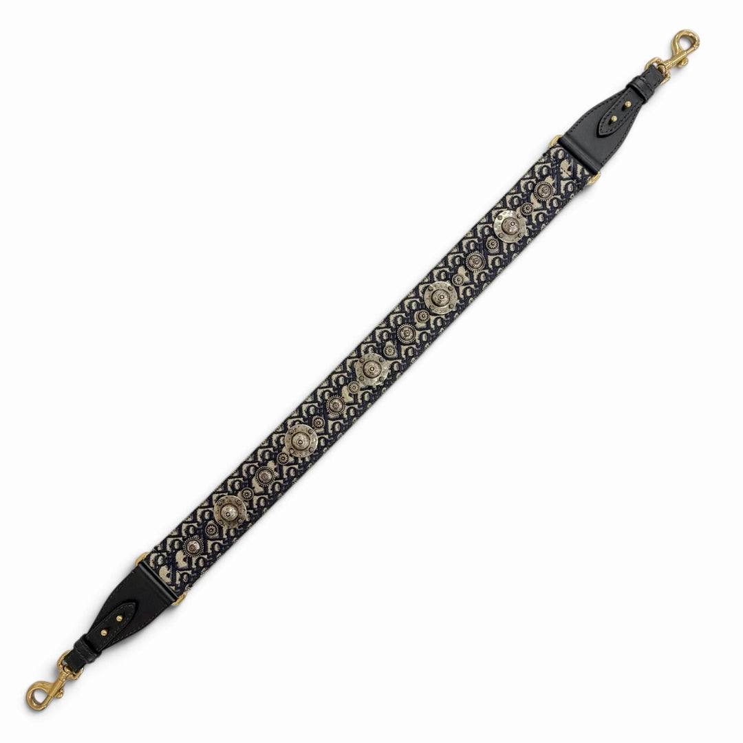 Excellent Christian Dior Shoulder strap Oblique medallion Navy canvas Women