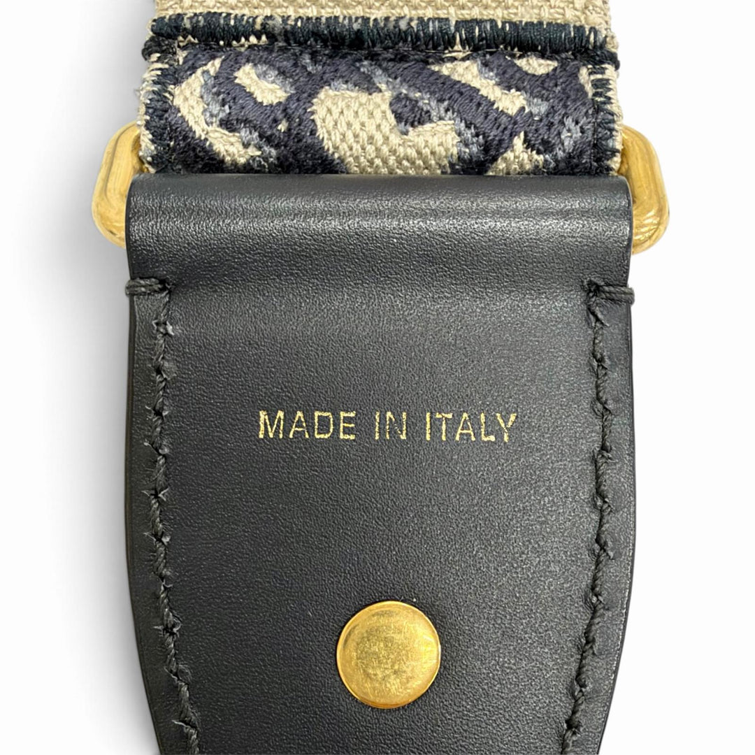 Excellent Christian Dior Shoulder strap Oblique medallion Navy canvas Women