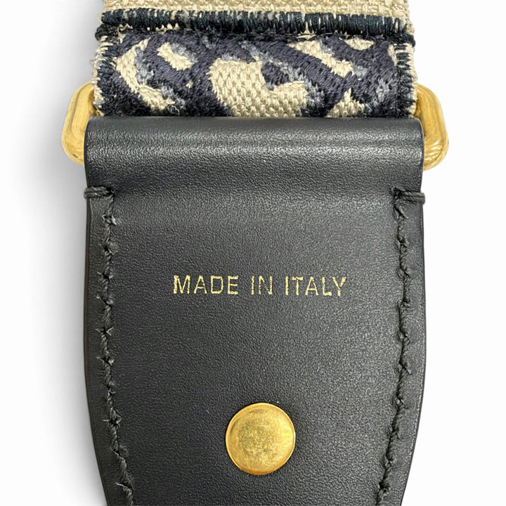 Excellent Christian Dior Shoulder strap Oblique medallion Navy canvas Women