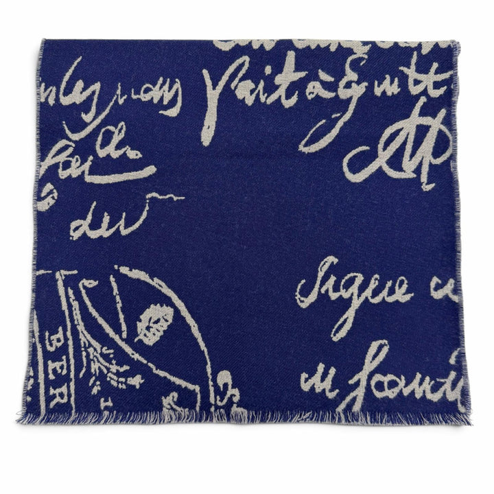 Excellent BERLUTI Scarf Calligraphy Knit Navy wool mens