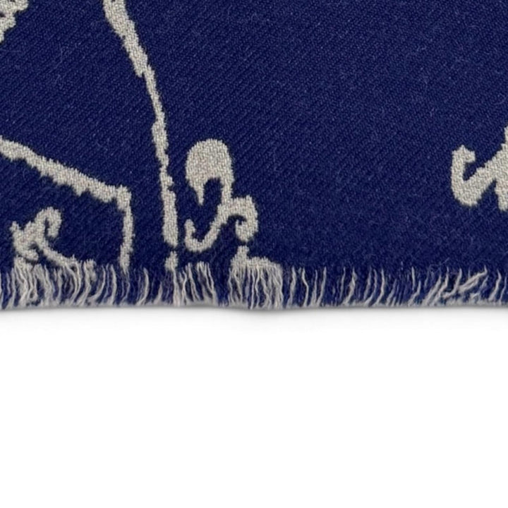 Excellent BERLUTI Scarf Calligraphy Knit Navy wool mens