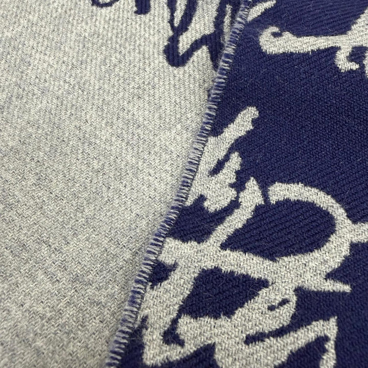 Excellent BERLUTI Scarf Calligraphy Knit Navy wool mens