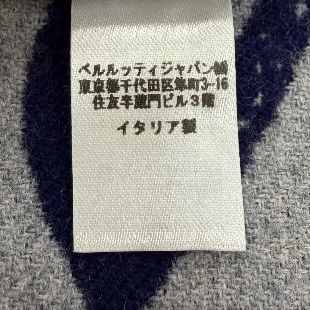 Excellent BERLUTI Scarf Calligraphy Knit Navy wool mens