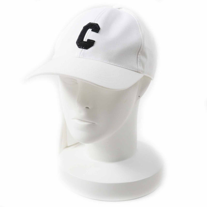 Pristine CELINE cap Initial Sequin Baseball Cap White black cotton Women L