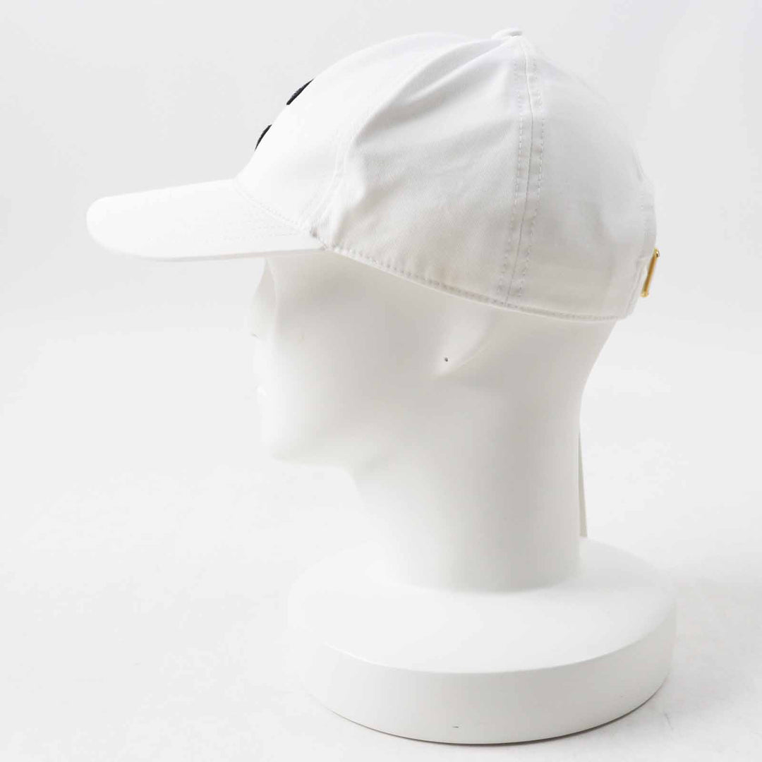 Pristine CELINE cap Initial Sequin Baseball Cap White black cotton Women L