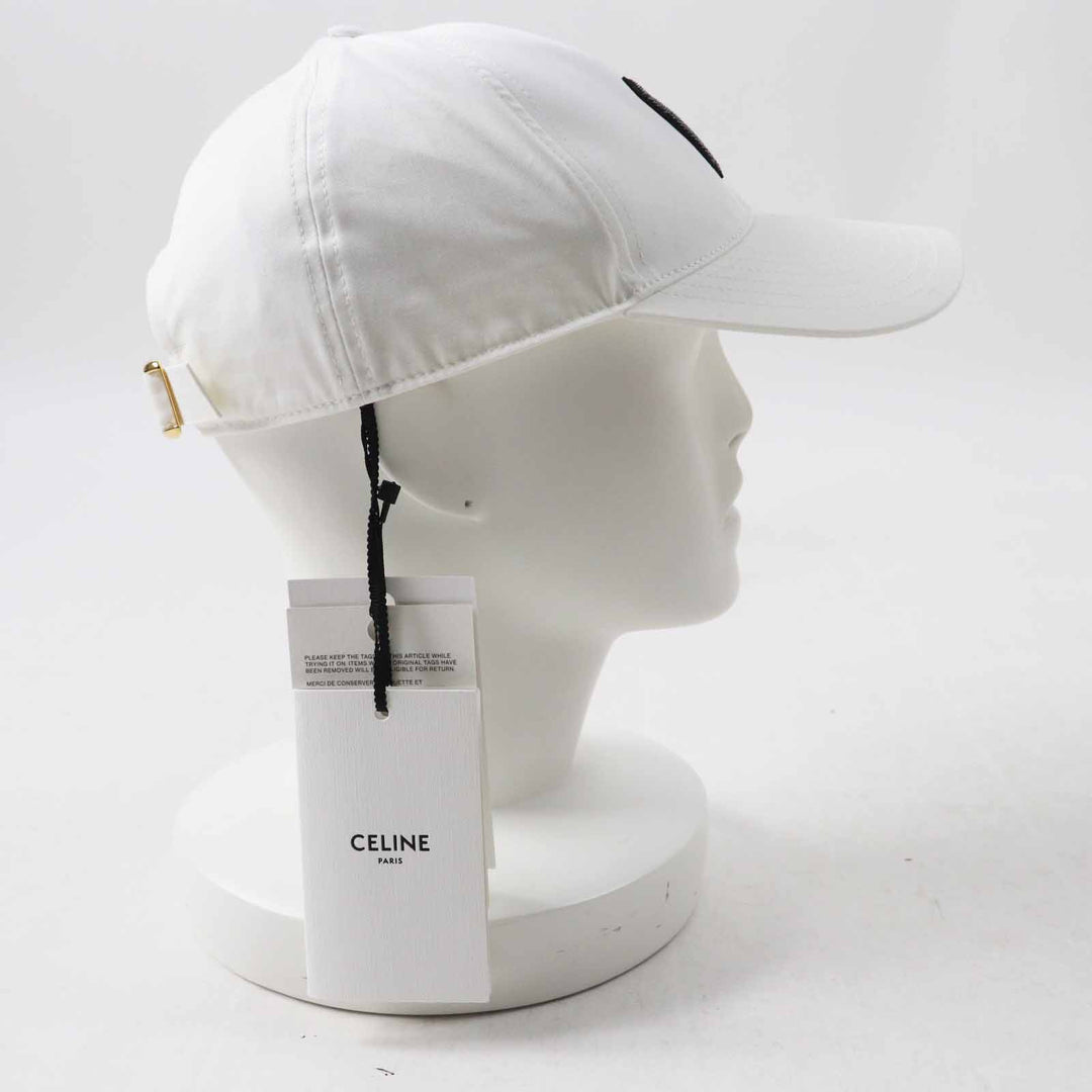 Pristine CELINE cap Initial Sequin Baseball Cap White black cotton Women L