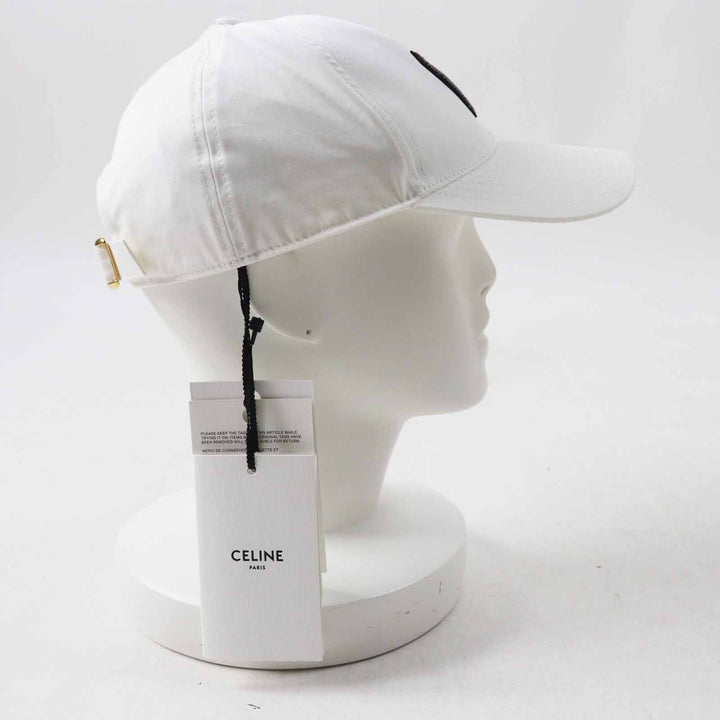 Pristine CELINE cap Initial Sequin Baseball Cap White black cotton Women L
