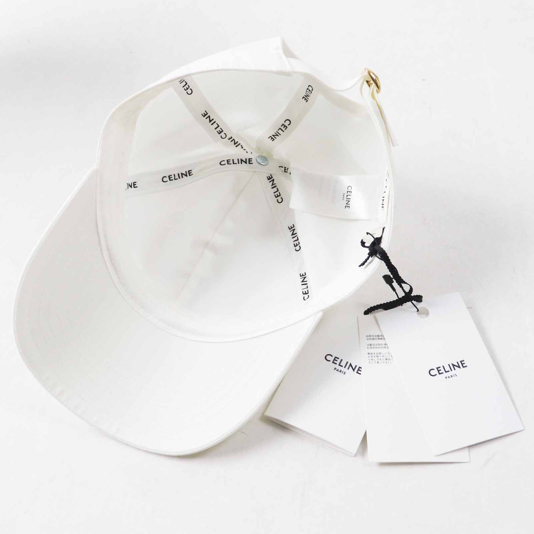 Pristine CELINE cap Initial Sequin Baseball Cap White black cotton Women L