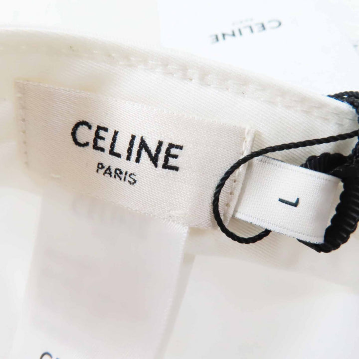 Pristine CELINE cap Initial Sequin Baseball Cap White black cotton Women L