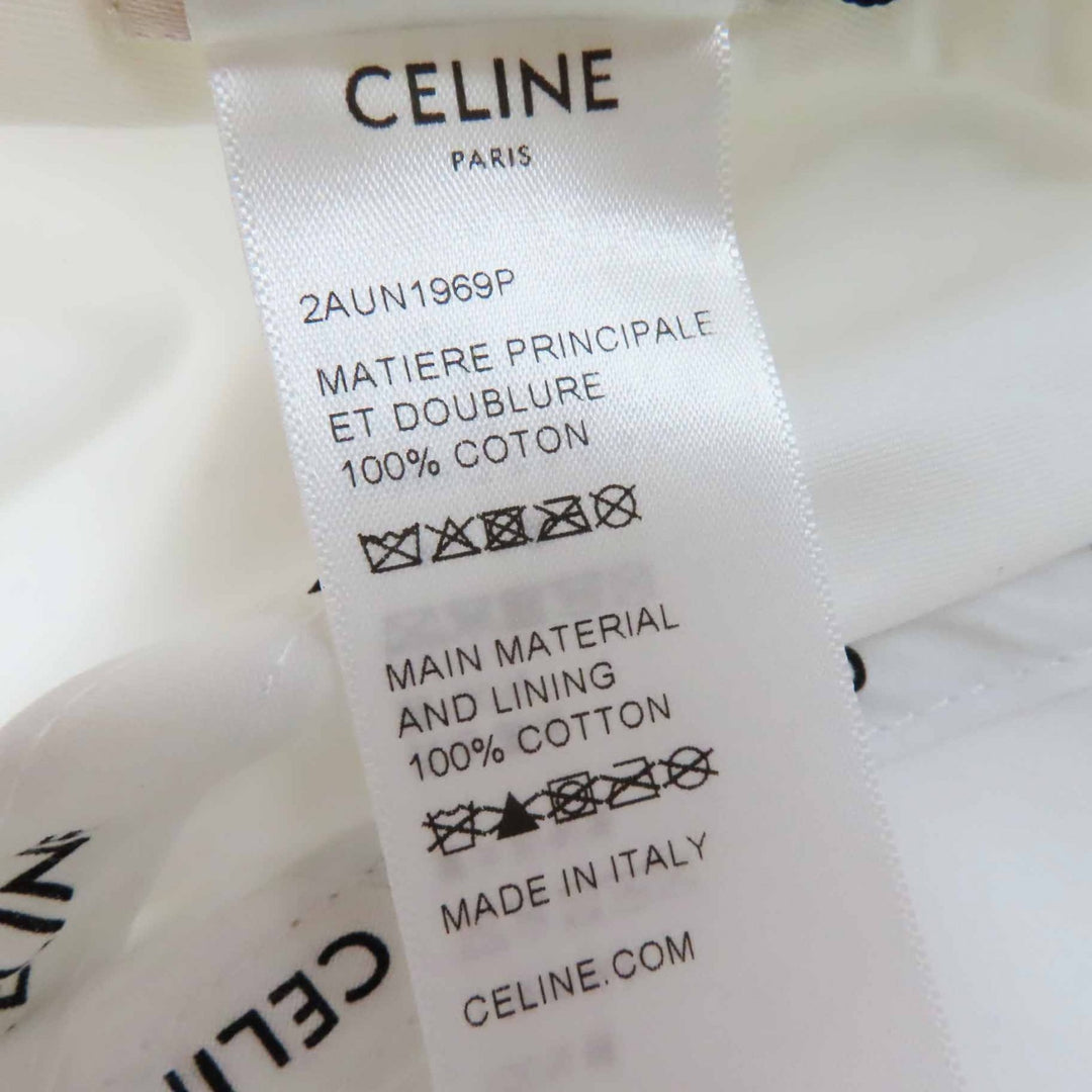 Pristine CELINE cap Initial Sequin Baseball Cap White black cotton Women L