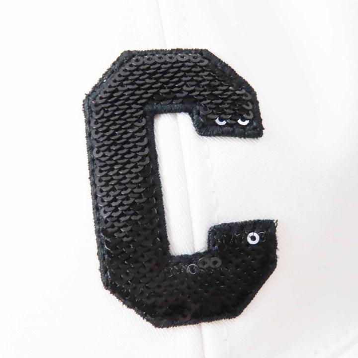Pristine CELINE cap Initial Sequin Baseball Cap White black cotton Women L