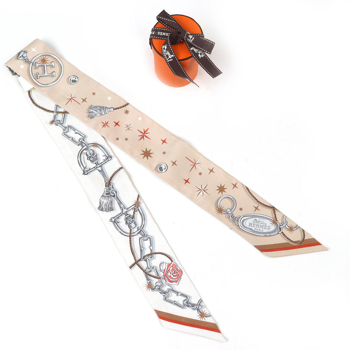 Pristine HERMES scarf Twilly C’est la Fete silk Women 062743S