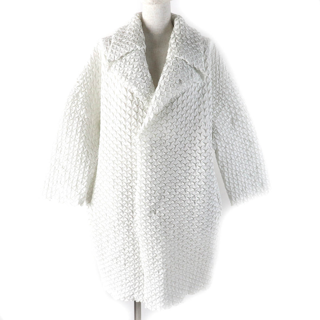 ISSEY MIYAKE coat Steam Pleated Cocoon Coat Light gray polyester 2 IM52FA521