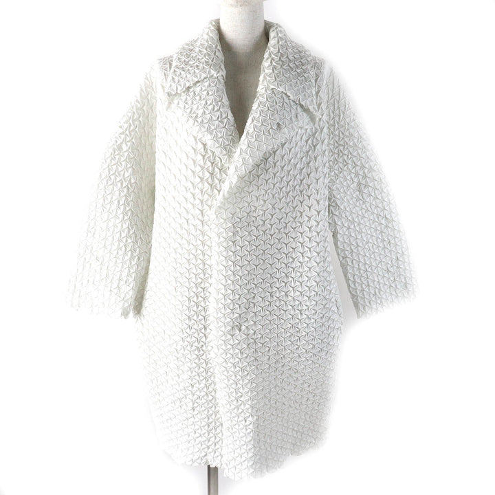 ISSEY MIYAKE coat Steam Pleated Cocoon Coat Light gray polyester 2 IM52FA521