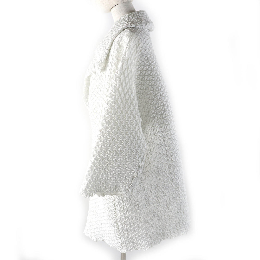 ISSEY MIYAKE coat Steam Pleated Cocoon Coat Light gray polyester 2 IM52FA521