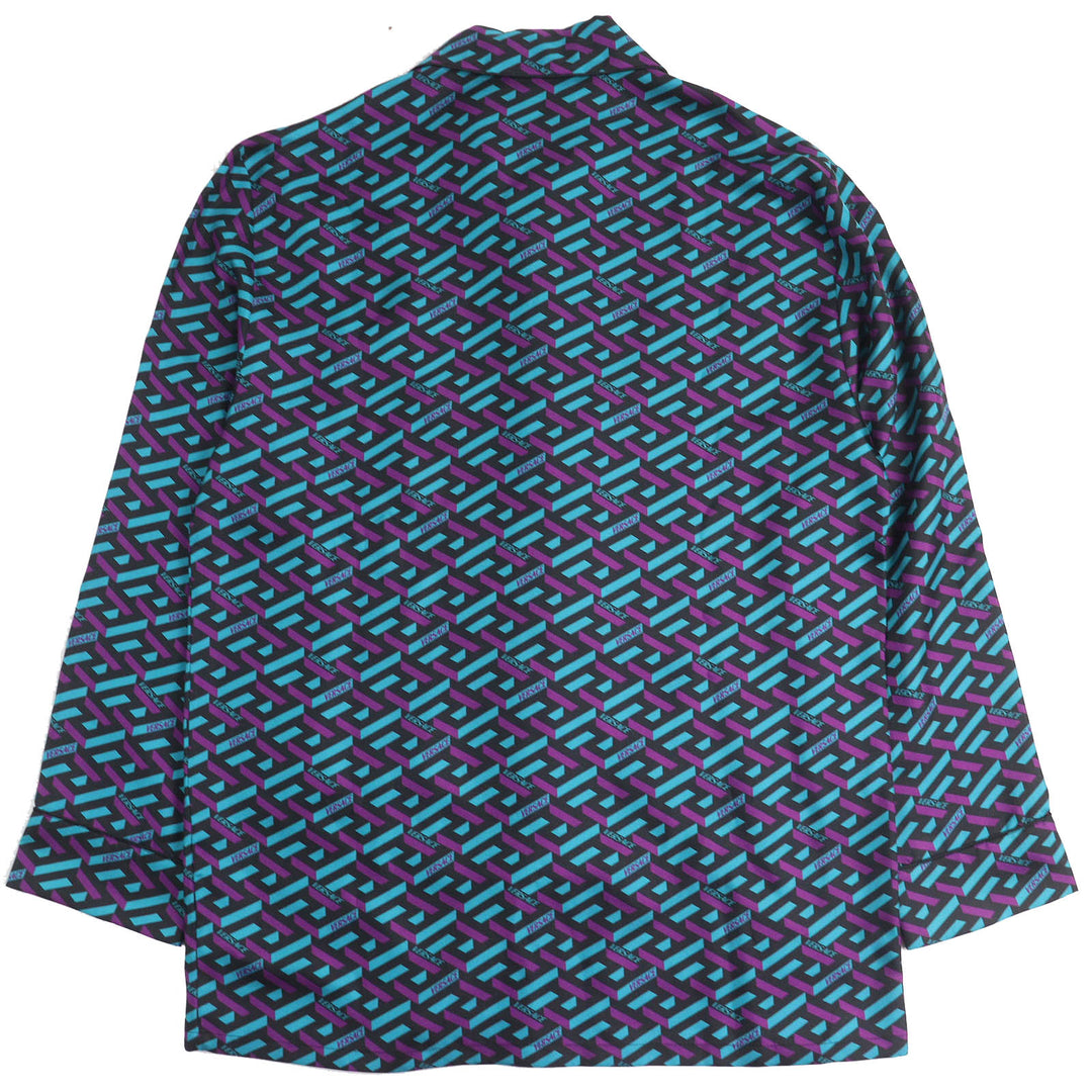 Pristine VERSACE Long sleeve shirt La Greca silk pajama top silk mens 3 1005376