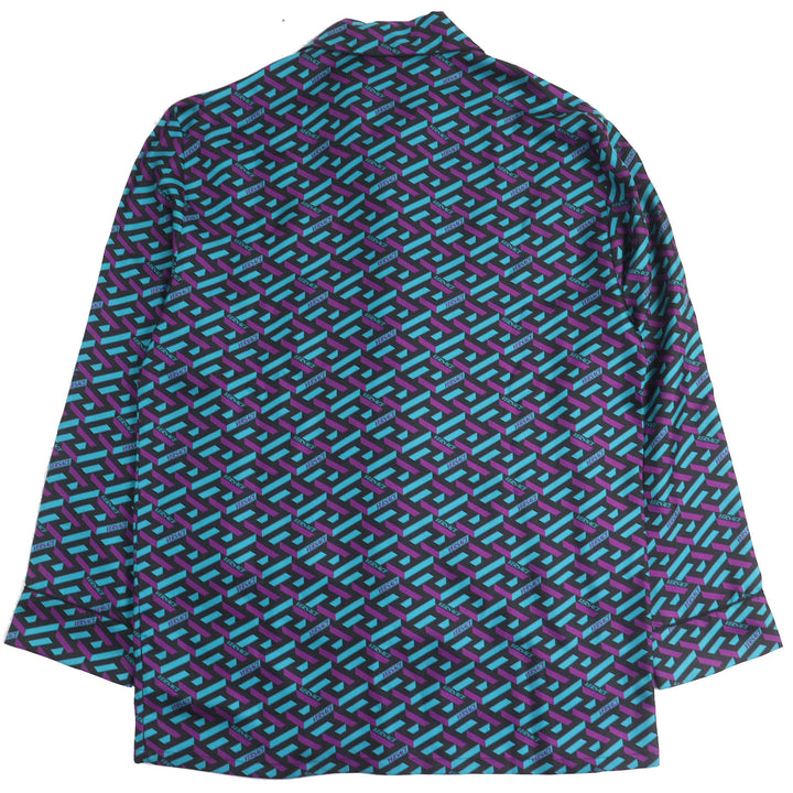 Pristine VERSACE Long sleeve shirt La Greca silk pajama top silk mens 3 1005376