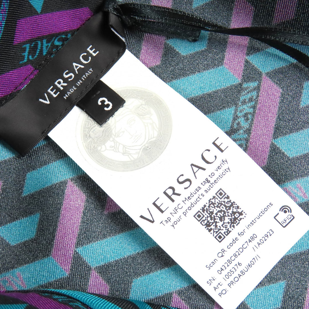 Pristine VERSACE Long sleeve shirt La Greca silk pajama top silk mens 3 1005376