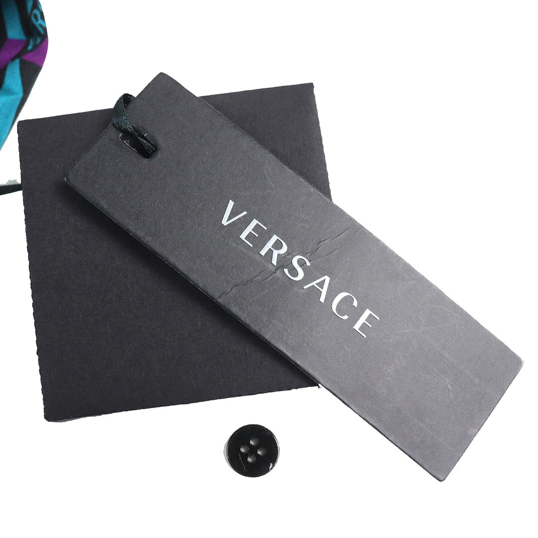 Pristine VERSACE Long sleeve shirt La Greca silk pajama top silk mens 3 1005376