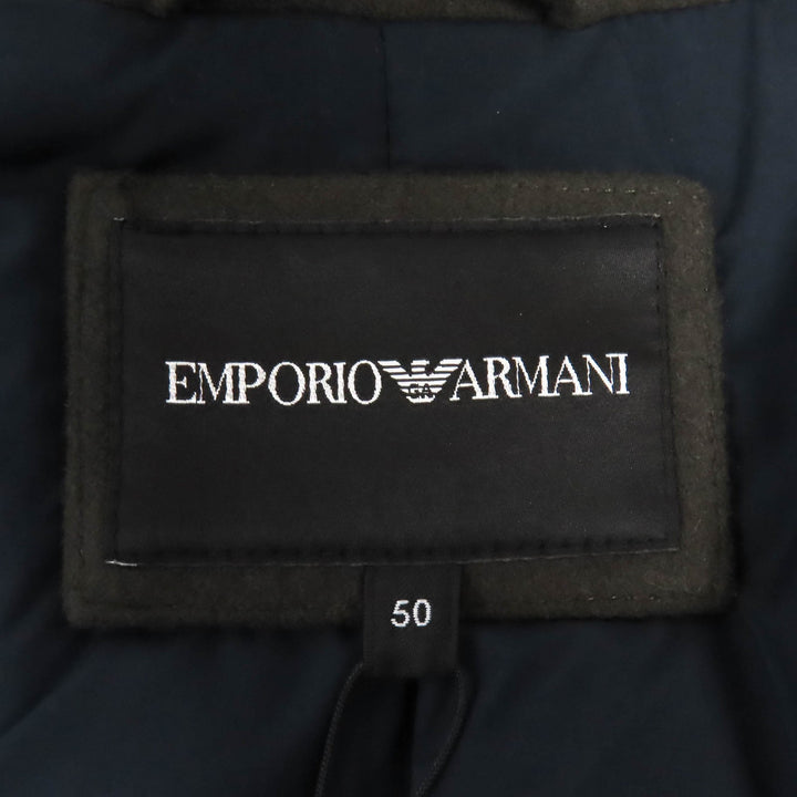 Pristine EMPORIO ARMANI coat logo button, double-breasted Khaki Ivory wool mens 50 6K1L80