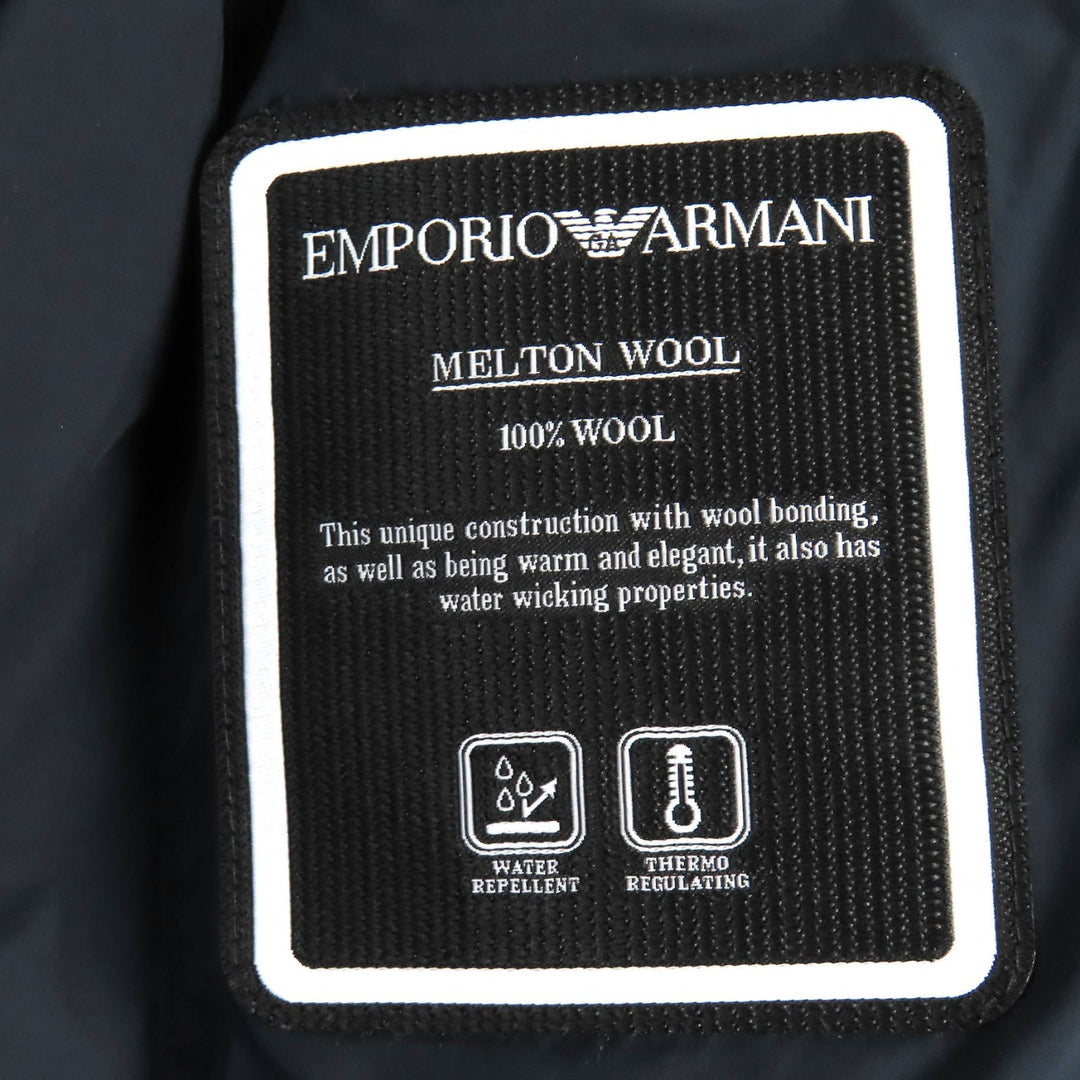 Pristine EMPORIO ARMANI coat logo button, double-breasted Khaki Ivory wool mens 50 6K1L80