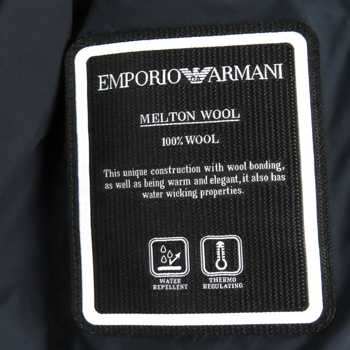 Pristine EMPORIO ARMANI coat logo button, double-breasted Khaki Ivory wool mens 50 6K1L80