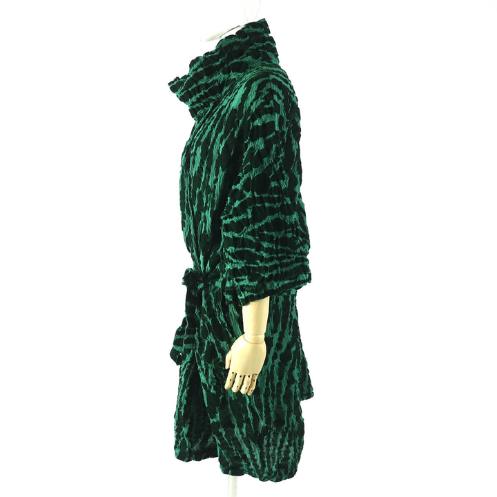 Excellent me ISSEY MIYAKE one piece Belted, all-over print, velvet inserts, high neck