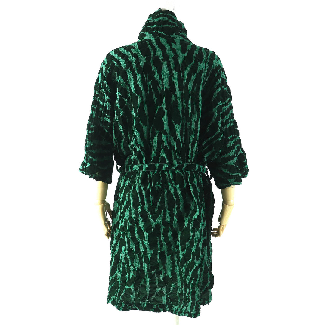 Excellent me ISSEY MIYAKE one piece Belted, all-over print, velvet inserts, high neck