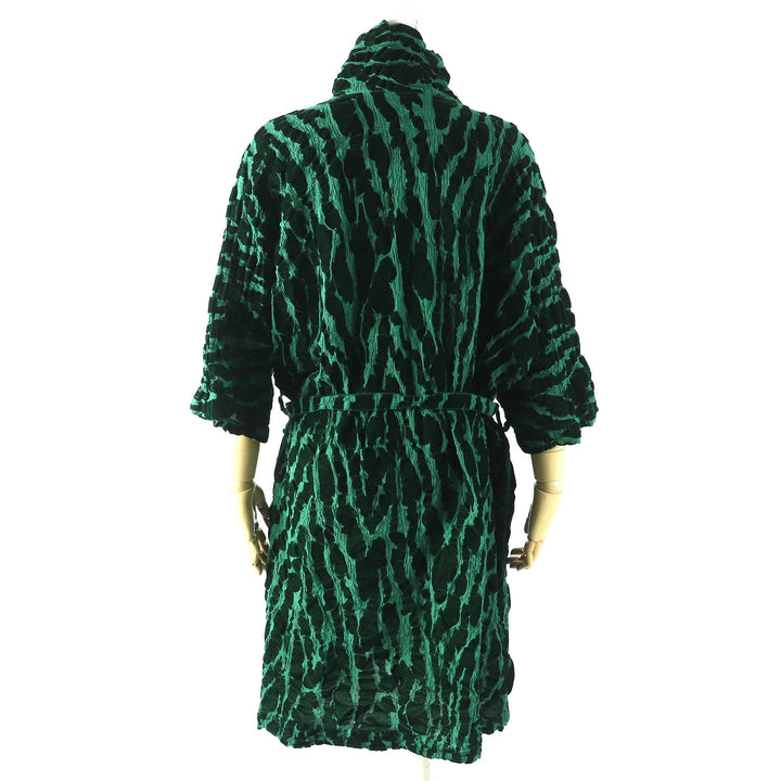 Excellent me ISSEY MIYAKE one piece Belted, all-over print, velvet inserts, high neck