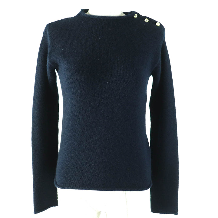 Great Christian Dior knit CD Logo Faux Pearl Long Sleeve cashmere Women 38