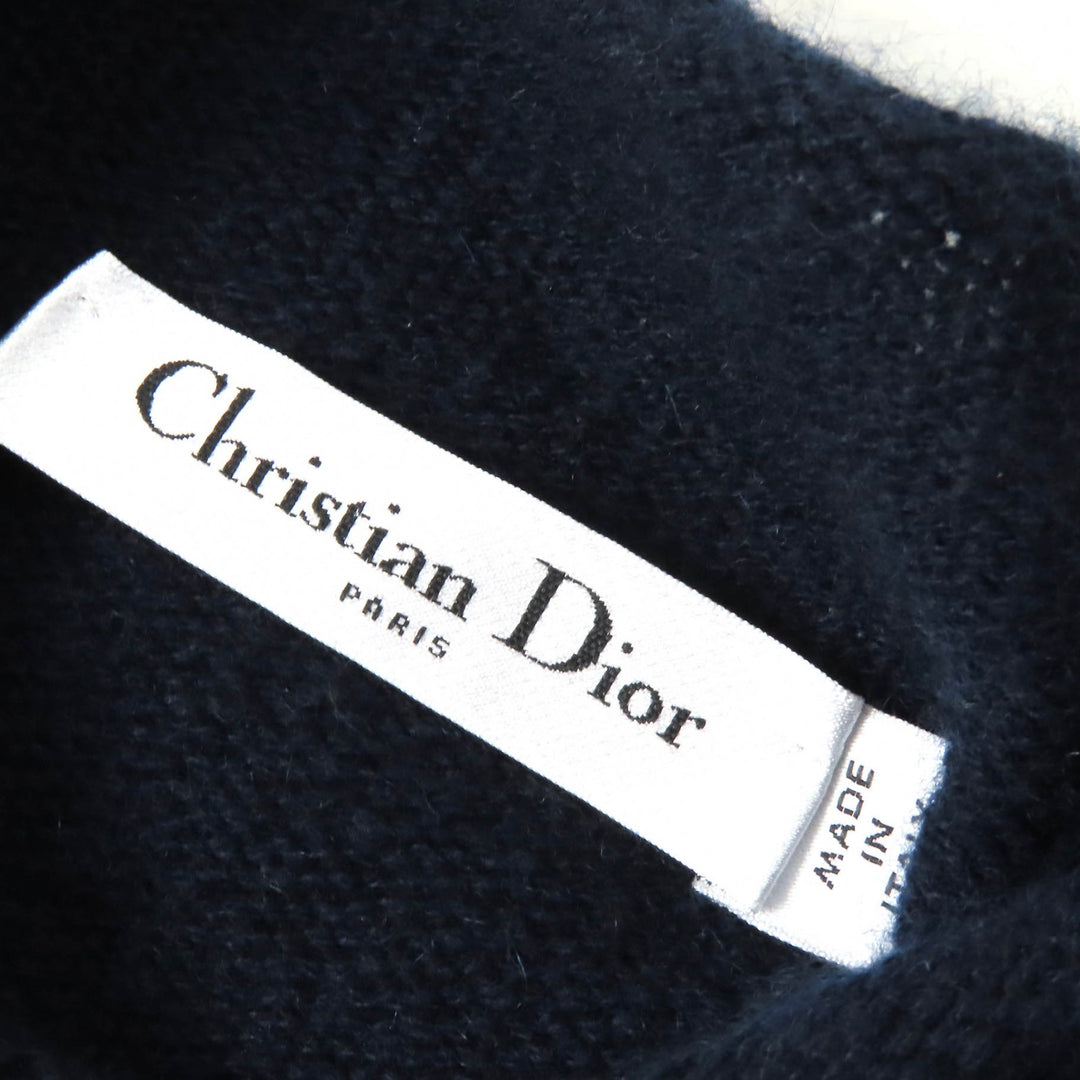 Great Christian Dior knit CD Logo Faux Pearl Long Sleeve cashmere Women 38
