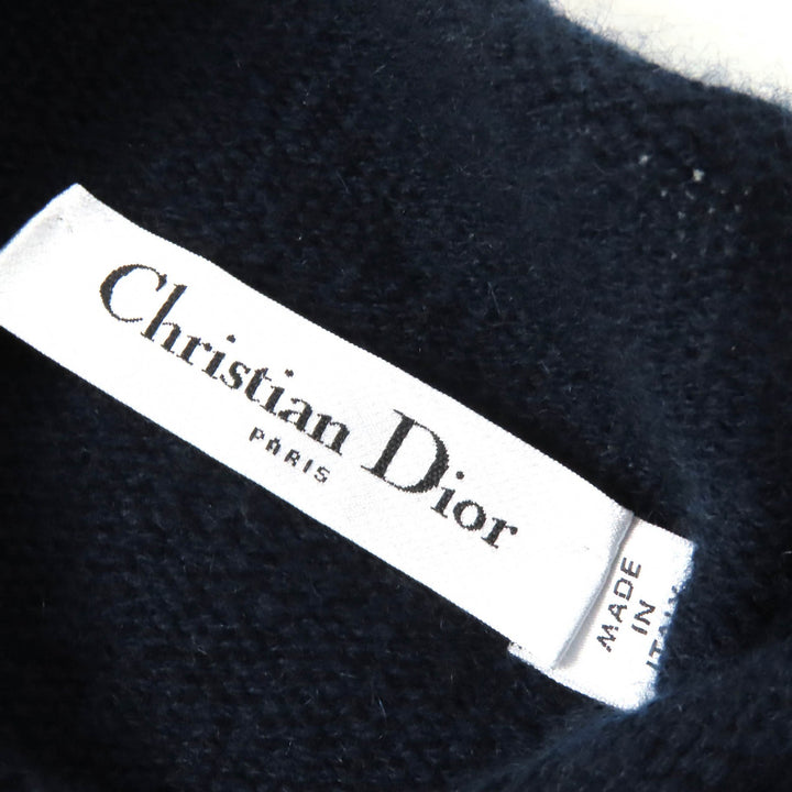Great Christian Dior knit CD Logo Faux Pearl Long Sleeve cashmere Women 38
