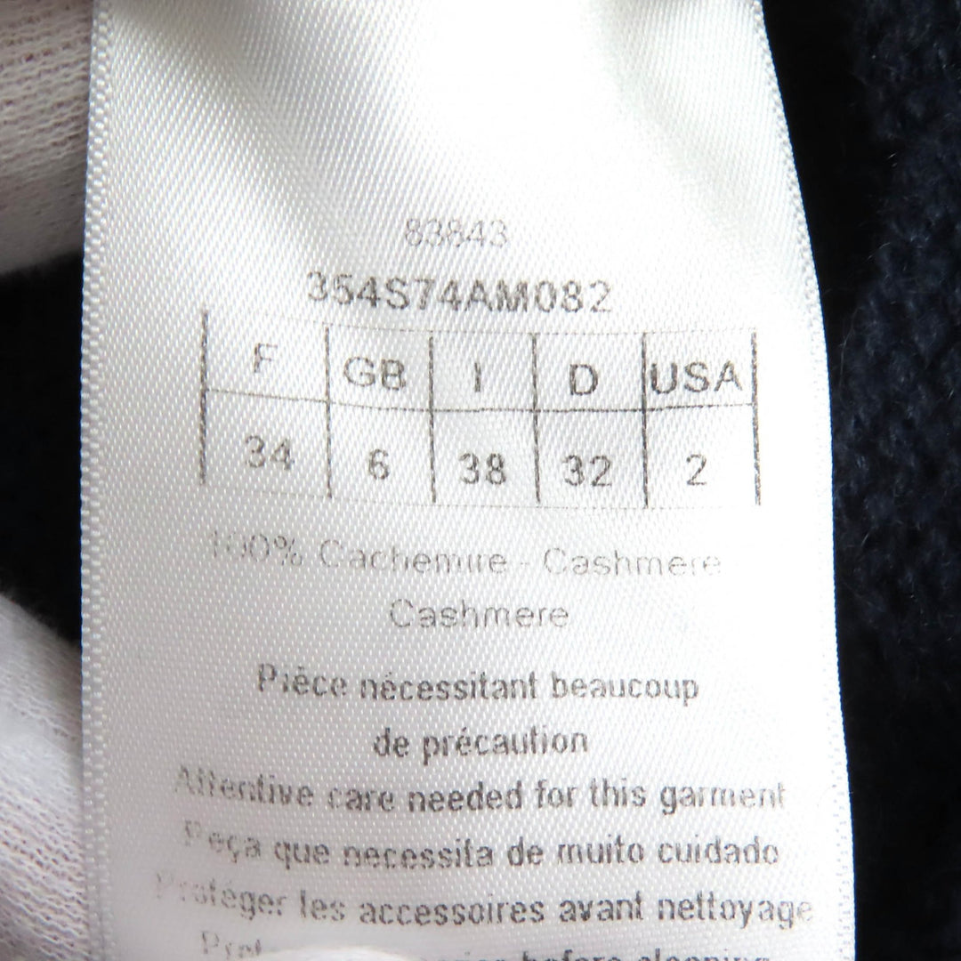Great Christian Dior knit CD Logo Faux Pearl Long Sleeve cashmere Women 38