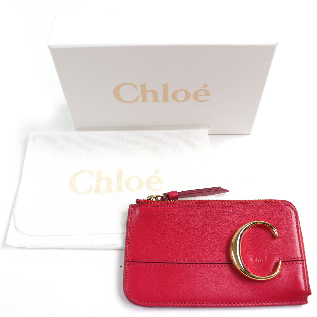 Pristine Chloe Coin case Zipper Small Purse Leather Fragment Case leather