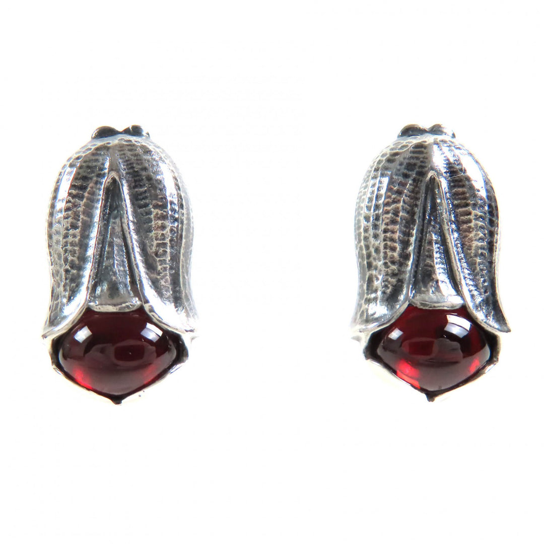 Excellent Georg Jensen Earring Ear clip Silver Red SV925 Women 2007