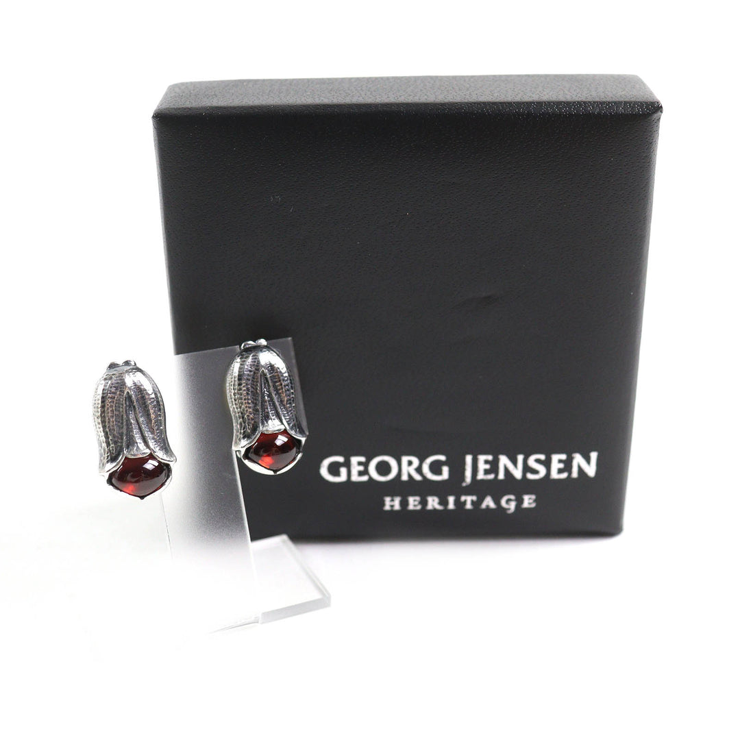 Excellent Georg Jensen Earring Ear clip Silver Red SV925 Women 2007