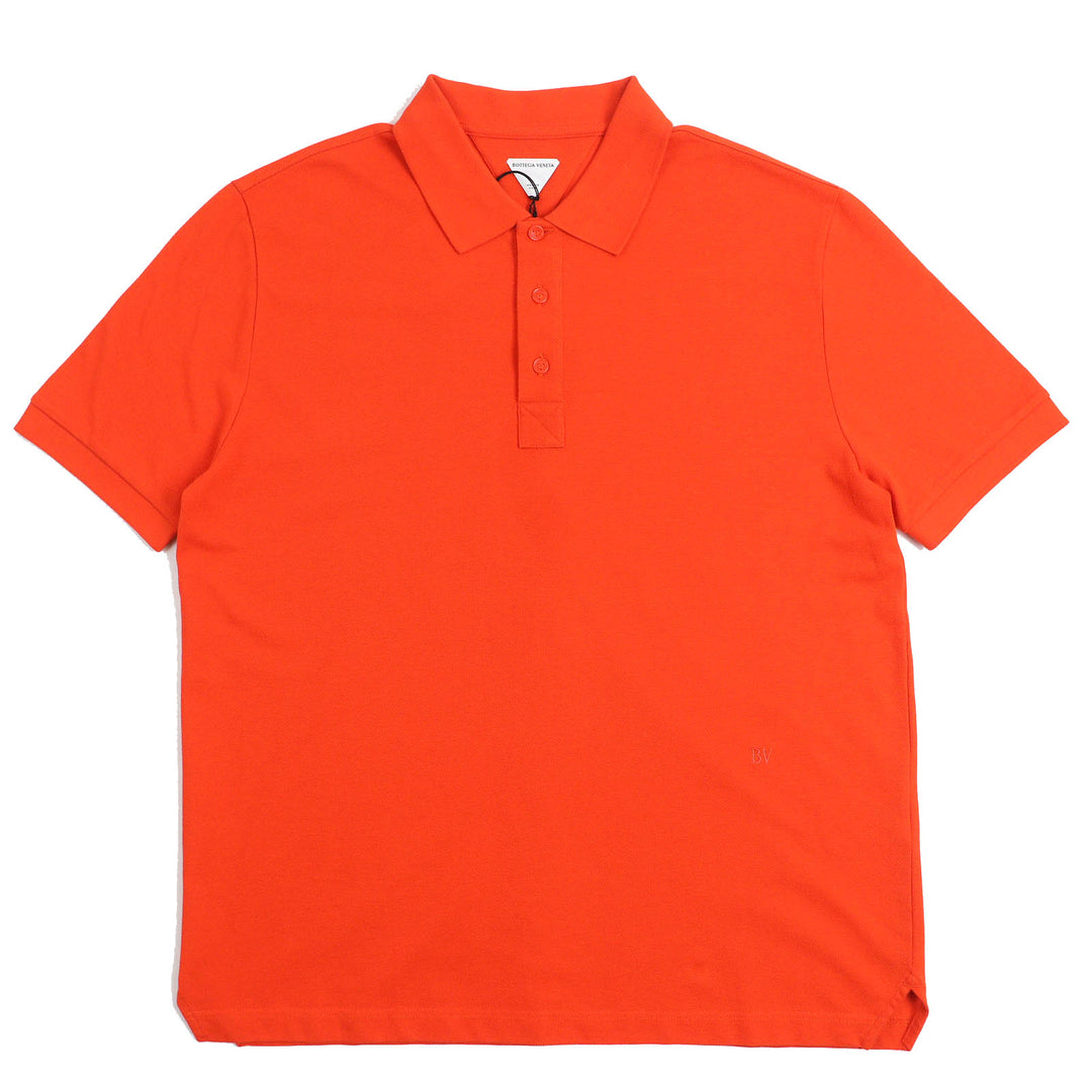 Pristine BOTTEGAVENETA Short sleeve polo shirt Logoembroidery Orange cotton