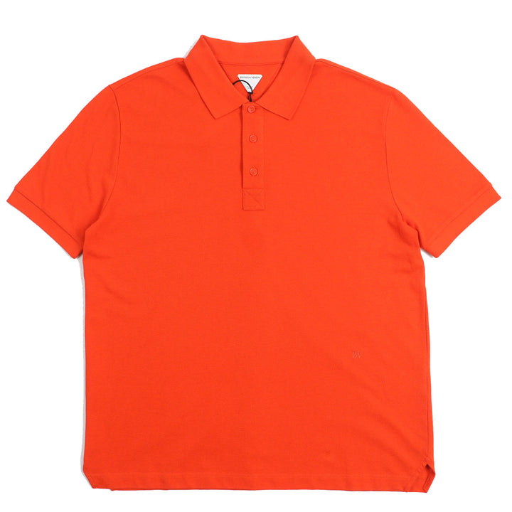 Pristine BOTTEGAVENETA Short sleeve polo shirt Logoembroidery Orange cotton