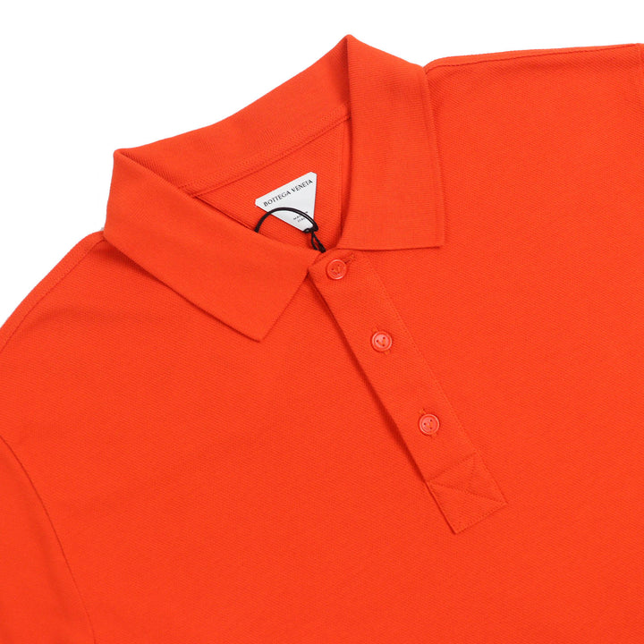 Pristine BOTTEGAVENETA Short sleeve polo shirt Logoembroidery Orange cotton